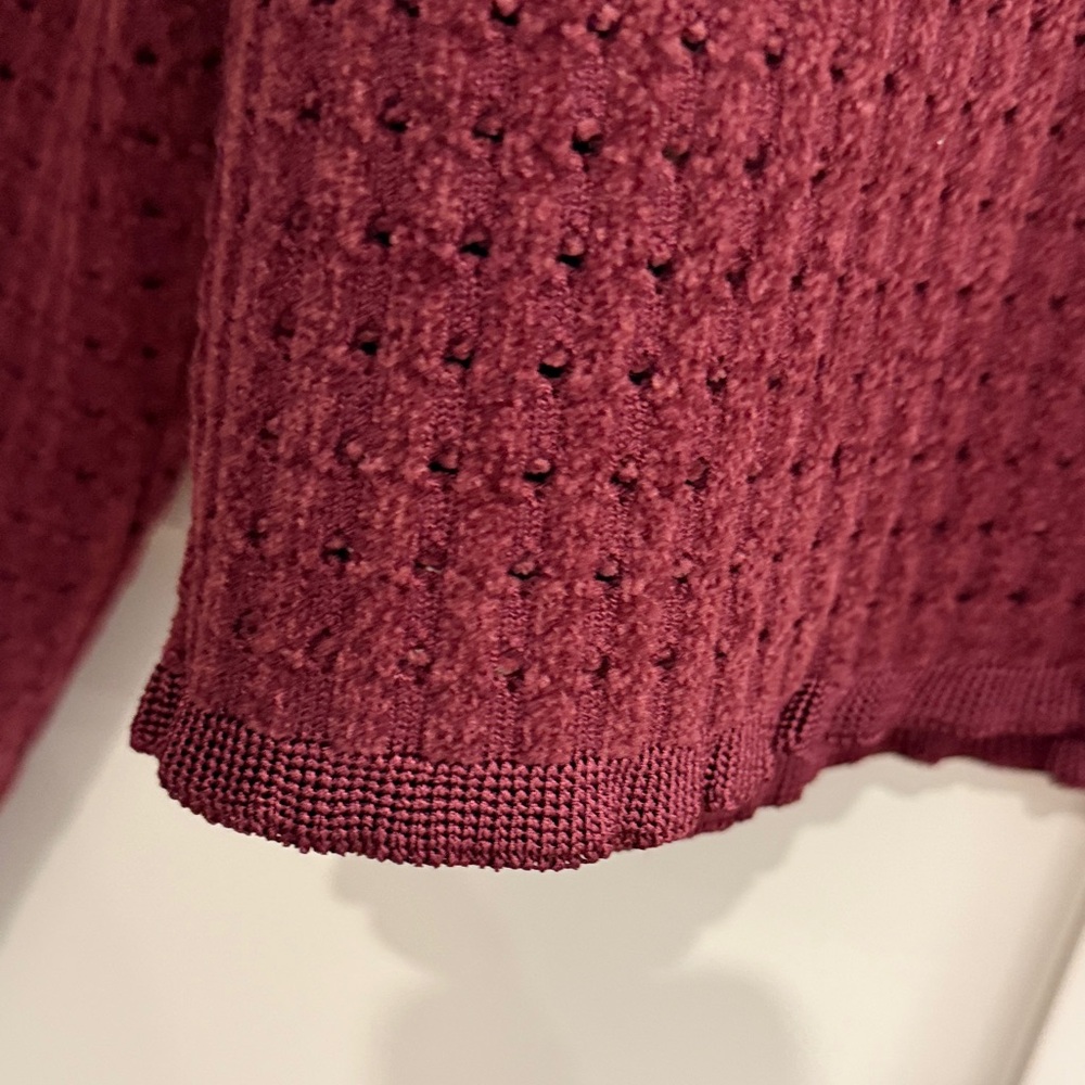 Joie Women’s Waffle Knit Button-Front Sweater - Burgundy. Size Large. - Picture 7 of 7